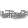 Salon de jardin 8 pcs Gris Bois de pin massif 
