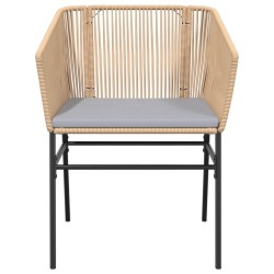 Ensemble à manger jardin coussins 5pcs marron poly rotin verre 