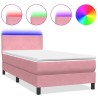Sommier à lattes de lit avec matelas rose 100x210 cm velours 