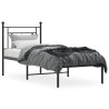 Cadre de lit métal sans matelas avec tête de lit noir 75x190 cm 