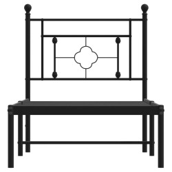 Cadre de lit métal sans matelas avec tête de lit noir 75x190 cm 