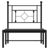 Cadre de lit métal sans matelas avec tête de lit noir 75x190 cm 