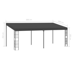 Belvédère mural 3x6 m Anthracite Tissu 