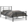 Cadre de lit métal sans matelas avec pied de lit noir 107x203cm 