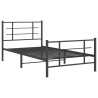 Cadre de lit métal sans matelas avec pied de lit noir 107x203cm 