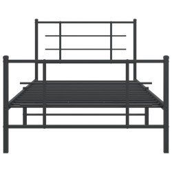 Cadre de lit métal sans matelas avec pied de lit noir 107x203cm 