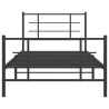 Cadre de lit métal sans matelas avec pied de lit noir 107x203cm 