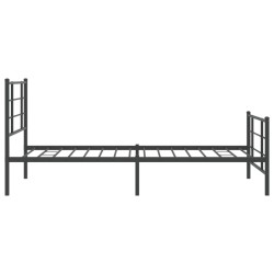 Cadre de lit métal sans matelas avec pied de lit noir 107x203cm 
