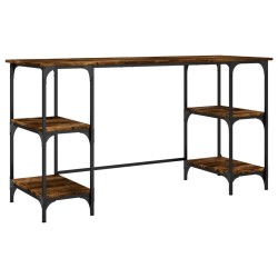 Bureau chêne fumé 140x50x75 cm métal et bois d'ingénierie 