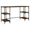Bureau chêne fumé 140x50x75 cm métal et bois d'ingénierie 