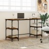 Bureau chêne fumé 140x50x75 cm métal et bois d'ingénierie 
