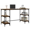 Bureau chêne fumé 140x50x75 cm métal et bois d'ingénierie 