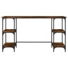 Bureau chêne fumé 140x50x75 cm métal et bois d'ingénierie 