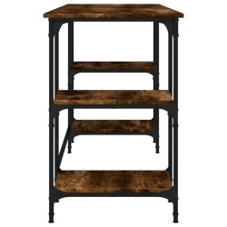Bureau chêne fumé 140x50x75 cm métal et bois d'ingénierie 