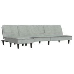 Canapé-lit en forme de L gris clair 255x140x70 cm velours 