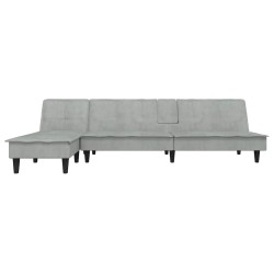Canapé-lit en forme de L gris clair 255x140x70 cm velours 