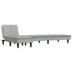 Canapé-lit en forme de L gris clair 255x140x70 cm velours 