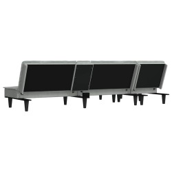 Canapé-lit en forme de L gris clair 255x140x70 cm velours 