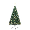 Demi-arbre de Noël artificiel pré-éclairé et boules vert 240 cm 