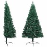 Demi-arbre de Noël artificiel pré-éclairé et boules vert 240 cm 