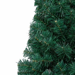 Demi-arbre de Noël artificiel pré-éclairé et boules vert 240 cm 