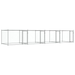 Cage pour chien avec portes gris 8x2x1,5 m acier galvanisé 