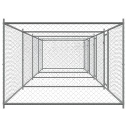 Cage pour chien avec portes gris 8x2x1,5 m acier galvanisé 