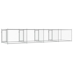 Cage pour chien avec portes gris 8x2x1,5 m acier galvanisé 