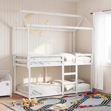Lit superposé sans matelas blanc 90x200 cm bois de pin massif 