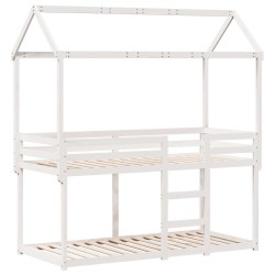 Lit superposé sans matelas blanc 90x200 cm bois de pin massif 