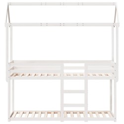 Lit superposé sans matelas blanc 90x200 cm bois de pin massif 