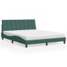 Lit avec matelas vert foncé 160x200 cm velours 