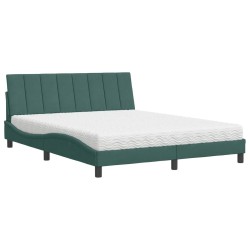 Lit avec matelas vert foncé 160x200 cm velours 