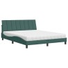 Lit avec matelas vert foncé 160x200 cm velours 