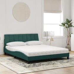 Lit avec matelas vert foncé 160x200 cm velours 