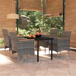Ensemble à manger de jardin et coussins 5pcs Gris/noir 