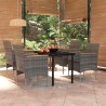 Ensemble à manger de jardin et coussins 5pcs Gris/noir 