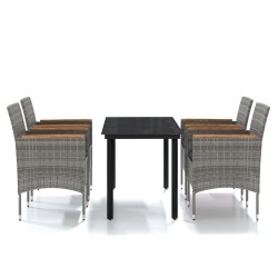 Ensemble à manger de jardin et coussins 5pcs Gris/noir 