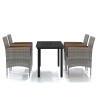 Ensemble à manger de jardin et coussins 5pcs Gris/noir 