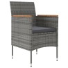 Ensemble à manger de jardin et coussins 5pcs Gris/noir 