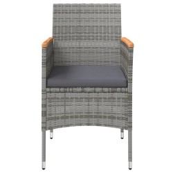 Ensemble à manger de jardin et coussins 5pcs Gris/noir 