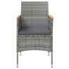 Ensemble à manger de jardin et coussins 5pcs Gris/noir 