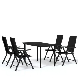 Ensemble à manger de jardin 5 pcs Noir 