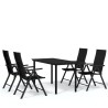 Ensemble à manger de jardin 5 pcs Noir 