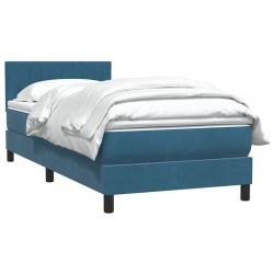 Sommier à lattes de lit et matelas bleu foncé 100x210cm velours 