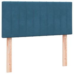 Sommier à lattes de lit et matelas bleu foncé 100x210cm velours 