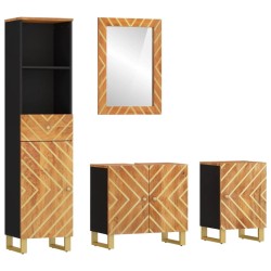 Ensemble d'armoires de bain 4 pcs marron noir bois de manguier 