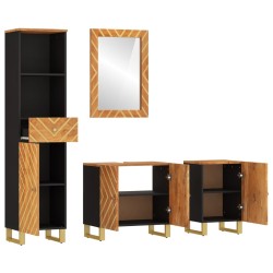 Ensemble d'armoires de bain 4 pcs marron noir bois de manguier 