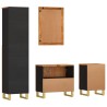 Ensemble d'armoires de bain 4 pcs marron noir bois de manguier 