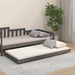 Cadre de lit sans matelas gris 75x190 cm bois de pin massif 